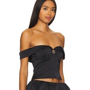 NWT - Majorelle 'Carolina' Black Rose Neck Satin Top Size S